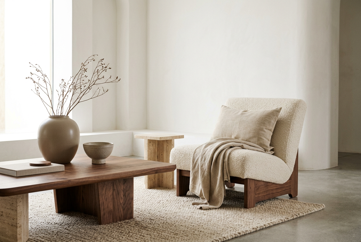 The Art of Mixing Wood, Stone, Ceramic, and Soft Textiles